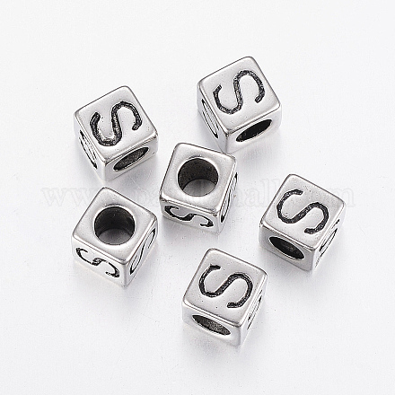 Perles européennes de lettre avec gros trou en 304 acier inoxydable STAS-H428-01AS-S-1