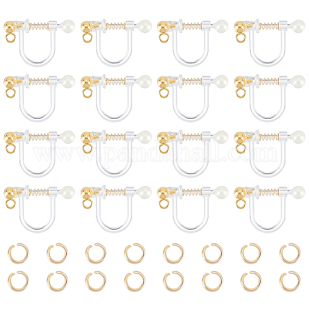 UNICRAFTALE 16Pcs Real 18K Gold Plated Stainless Steel Clip-on Earring Findings with Plastic Clip-on Earring Converter Non-Pierced Earrings with Loop with Open Jump Rings for Jewelry Making STAS-UN0051-64-1