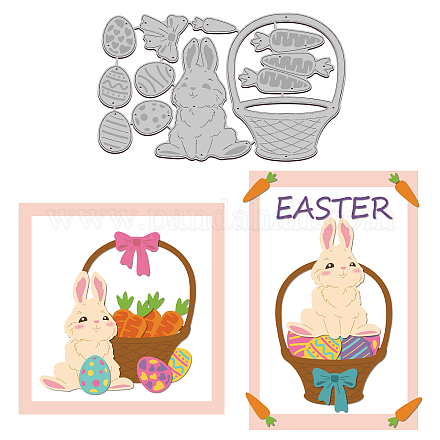 GLOBLELAND 1Set Easter Bunny Egg Cutting Dies Metal Basket Carrot Die Cuts Embossing Stencils Template for Paper Card Making Decoration DIY Scrapbooking Album Craft Decor DIY-WH0309-681-1