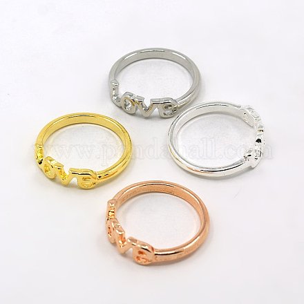 素晴らしいバレンタインデーのギフトアイデア合金指輪  婚約指輪  単語の愛  ミックスカラー  17mm RJEW-E013-M-1