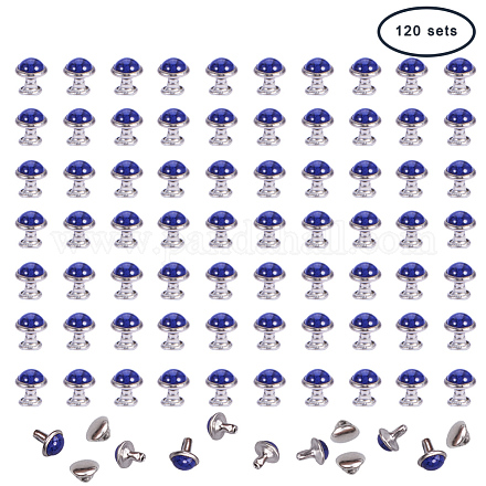 ターコイズリベットスタッド  ステンレスとアルミニウムのパーツ  財布用  ブーツ  革工芸装飾  ブルー  8mm  120セット /箱 FIND-PH0016-8mm-06-1