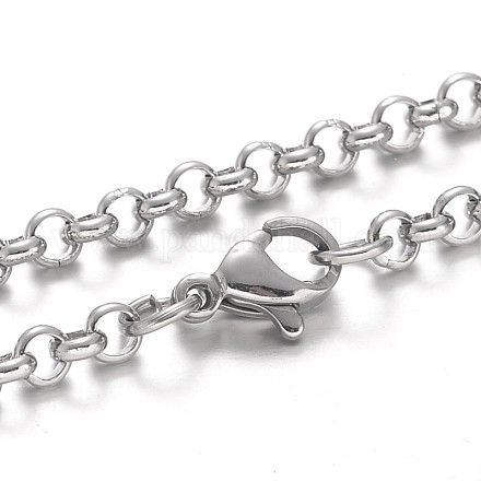 304 Stainless Steel Rolo Chain Necklaces NJEW-F195-09B-P-1