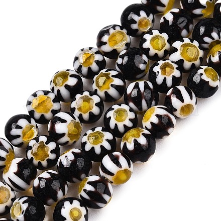 Круглые Millefiori стеклянные бусины нити X-LK-P001-31-1