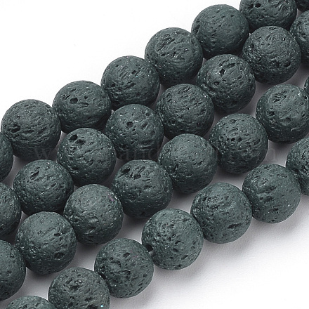 Synthetic Lava Rock Beads Strands G-S277-6mm-03-1