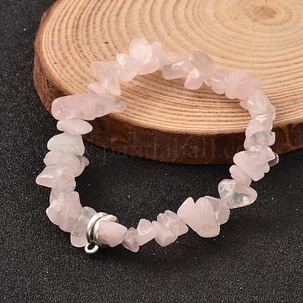 Puce rose naturelle bracelets de perles de quartz stretch BJEW-JB02148-01-1