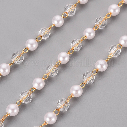 Chaînes perlées de perles d'imitation en plastique ABS faites à la main CHC-S012-050-1