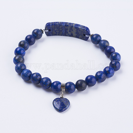 Natural Lapis Lazuli Stretch Bracelets BJEW-F308-34C-1