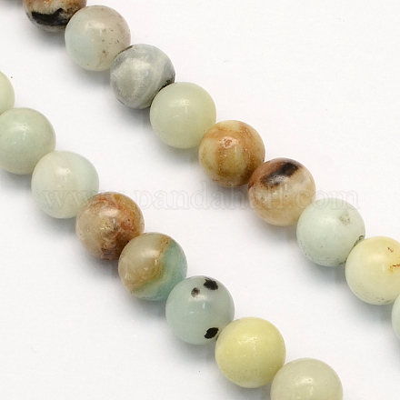 Brins de perles rondes d'amazonite de fleurs naturelles G-S161-4mm-1
