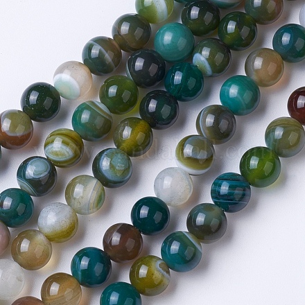 Chapelets de perles en agate rayée/agate à rangs de grade naturel G-E479-05-10mm-1