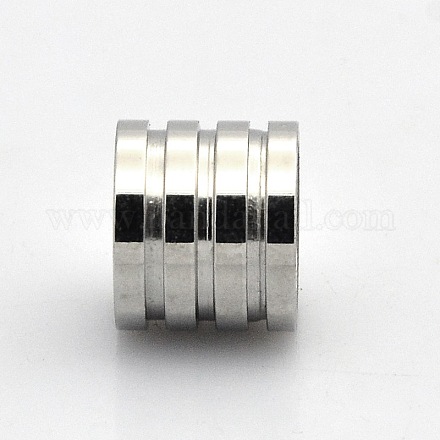 Big Hole Smooth Surface 304 Stainless Steel Beads Fit Rubber O Rings STAS-O048-06-1