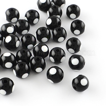 Dot Pattern Opaque Acrylic Beads SACR-R883-12mm-01-1