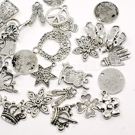 Mixed Antique Silver Tibetan Style Alloy Pendants DIY Jewelry Findings TIBEP-D061-01AS-1