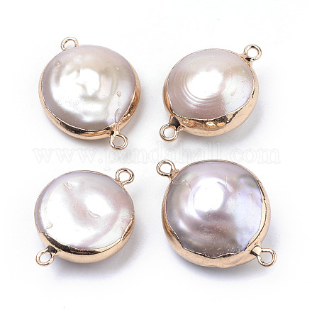 Plated Natural Baroque Pearl Keshi Pearl Links connectors X-PEAR-S012-04G-1