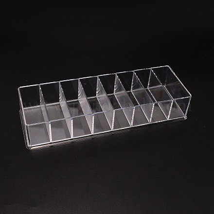 プラスチック製の口紅収納ボックス  化粧品収納ボックス  8グリッドの長方形  透明  255x90x47mm AJEW-WH0254-72-1