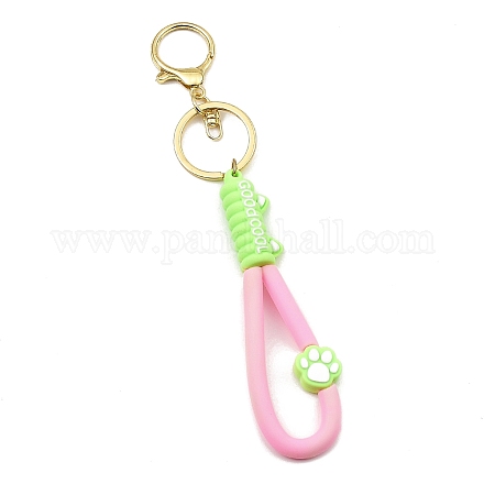 Schlüsselanhänger aus PVC-Seil mit Katzenpfotenmuster KEYC-B015-03LG-02-1