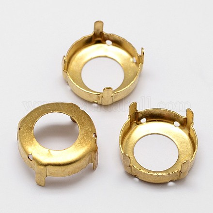Flat Round Brass Sew on Prong Settings KK-N0084-12G-25mm-1