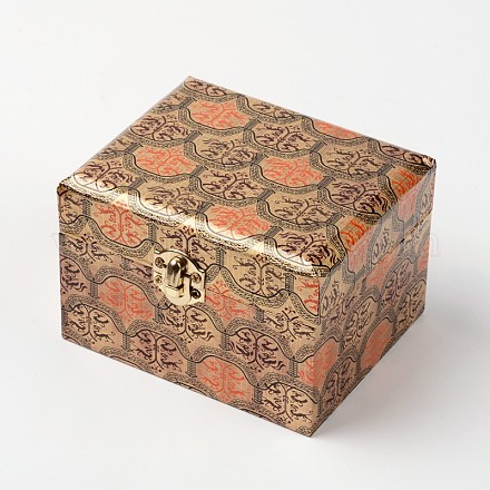 Rectángulo chinoiserie regalo embalaje cajas de joyas de madera OBOX-F002-18B-02-1