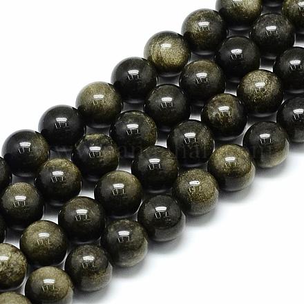 Chapelets de perles en obsidienne dorée naturelle G-S150-20-10mm-1