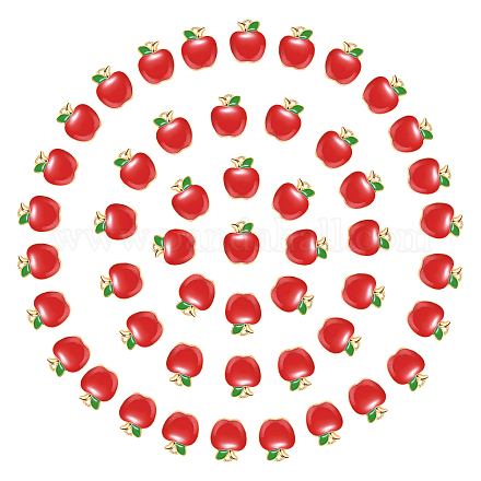 Sunnyclue 1 Box 50 Stück Emaille roter Apfel Charms Legierungs-Charms glückliche Fruchtform baumelnde Anhänger für die Schmuckherstellung ENAM-SC0002-23-1
