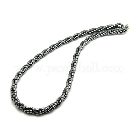 Nicht-magnetische Halsketten synthetischen Hämatit Säule Perlen X-NJEW-F051-05-1