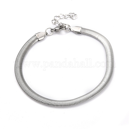 304 bracelets chaîne serpent plat en acier inoxydable BJEW-O186-06C-P-1