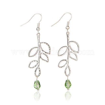 Fahionable Women's Dangling Alloy Leaf Earrings EJEW-PJE758-2-1