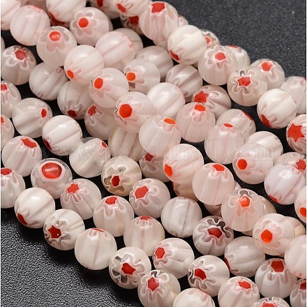 Round Millefiori Glass Beads Strands LK-P002-24-1