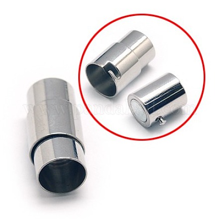 304 Stainless Steel Locking Tube Magnetic Clasps STAS-E006-64-1