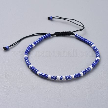 Verstellbarer Nylonfaden geflochtene Perlen Armbänder BJEW-JB04522-07-1
