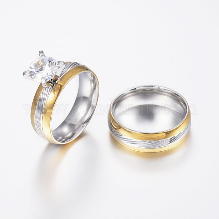 304 Stainless Steel Couple Rings RJEW-P057-02-1