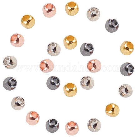 PandaHall Elite 120pcs Cube Brass Spacer Beads with Large Hole for DIY Jewelry Making KK-PH0034-78-1
