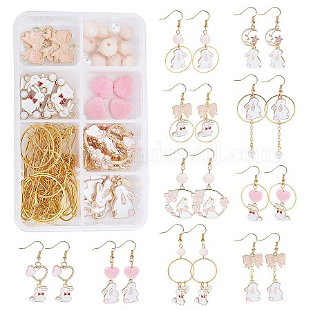 SUNNYCLUE DIY Petal Theme Earring Making Kits, Including Glass Pendants,  Glass Pearl Beads, Brass Earring Hooks, Iron Findings, Golden