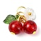 Glass Pendants, with Resin and Gloden Jump Rings, Cherry, 20.5x16.5x8mm, Hole: 4mm