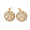 Brass Micro Pave Clear Cubic Zirconia Pendants, Flat Round, Cadmium Free & Lead Free, Long-Lasting Plated, Rack Plating, with Jump Ring, Real 18K Gold Plated, 16.5x14x8mm, Hole: 3mm