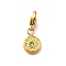 304 Stainless Steel Pendants Decoration, with Rhinestone & Lobster Claw Clasps, Ion Plating(IP), Flat Round, Real 14K Gold Plated, Olivine, 12.5x9x2.5mm