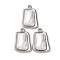 304 Stainless Steel Pendants, Rectangle, with ABS Plastic Imitation Pearl, Stainless Steel Color, 22.5x15.5x6.5mm, Hole: 1.6mm