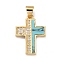Real 18K Gold Plated Brass Micro Pave Clear Cubic Zirconia Pendants, with Synthetic Turquoise, Cross, 21.5x15x2mm, Hole: 5x3mm