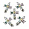 Brass Micro Pave Cubic Zirconia Pendants, with Glass, Cross Charms, Rack Plating, Lasting Plated, Cadmium Free & Lead Free, with Jump Ring, Platinum, 70x47x5mm, Hole: 5mm