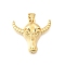Brass Pendants, Cattle Charms, Real 18K Gold Plated, 19x20.5x6mm, Hole: 3x3.5mm