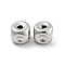Brass Textured Beads, Square, Real Platinum Plated, 6.5x6.5x6.5mm, Hole: 1.6mm