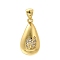 Rack Plating Brass Micro Pave Cubic Zirconia Pendants, Long-Lasting Plated, Lead Free & Cadmium Free,Real 18K Gold Plated, Teardrop with Letter Charms, Letter N, 21x11mm, Hole: 5x3mm