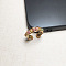 Alloy with Natural Tourmaline Round Beaded Cuff Rings, Golden, Inner Diameter: Adjustable