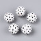 Handmade Polymer Clay Rhinestone and Resin Beads, Round with Flower, Black, 19~20mm, Hole: 1.8~2mm