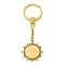 304 Stainless Steel Keychains Component, Sun with Alloy Round Bezel Cup Settings, Golden, Tray: 20mm, 97.5mm