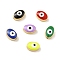 Real 18K Gold Plated Brass Beads, with Enamel, Cadmium Free & Lead Free, Long-Lasting Plated, Oval with Evil Eye, Mixed Color, 6.5x10x5.5mm, Hole: 1.2mm