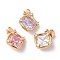 Brass Connector Charms, with Glass, Rhombus, Golden, Mixed Color, 18x13x6mm, Hole: 1.4mm