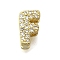 Brass Micro Pave Cubic Zirconia Letter Multi-Strand Links, Lead Free & Cadmium Free, Real 18K Gold Plated, Letter F, 8.5x5.5x4.5mm, Hole:  3.5x1.5mm