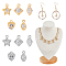 60Pcs 10 Styles Alloy Clear Cubic Zirconia Charms, Long-Lasting Plated, Mixed Shapes, Platinum & Golden, 12~14x7~12x5mm, Hole: 1.2~1.8mm, 6pcs/style