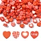 120Pcs 4 Styles Handmade Polymer Clay Beads, Heart, Red, 8~10x9~10.5x3~5mm, Hole: 1.2~1.8mm, 30pcs/style