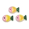 Handmade Lampwork Beads, Fish, with Enamel, Dark Green, 20x13x5.5mm, Hole: 1.4mm